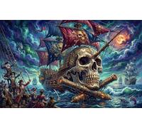 Nave pirata teschio Puzzle 1000 Pezzi,Cartone Di Qualità,Sfida Impossibile,Gioco Educativo,Idea Regalo,Antistress,Decorazione Casa,Adulti E Ragazzi,dai 14 Anni 38x26cm