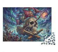 Nave pirata teschio Puzzle in Legno 500 Pezzi Adulti E Ragazzi,Sfida Impossibile,dai 14 Anni,Idea Regalo,Legno,Gioco Educativo,Decorazione Casa,Antistress (52x38cm)