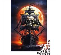 Nave Pirata Teschio Scuro Puzzle 1000 Pezzi Carta Puzzle per Adulti Scenario Marino Misterioso Gioco di Puzzle 1000 Pezzi Relax Focus Famiglia Regalo Arredo 70x50cm/1000pcs