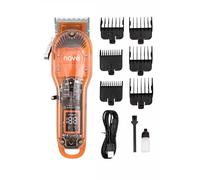 Nave Tagliacapelli senza fili da uomo, tagliacapelli professionale a T a distanza zero, ricaricabile, display LCD, lama regolabile e pettini, uso domestico e barbiere (arancione)