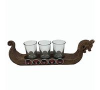 Nave vichinga con 3 bicchierini da liquore