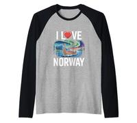 Nave vichinga dell'aurora boreale I Love Norway Maglia con Maniche Raglan