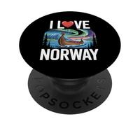 Nave vichinga dell'aurora boreale I Love Norway PopSockets PopGrip Adesivo