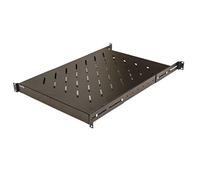 NavePoint 1U 19-Inch Fixed 4-Post Rack Mount Server Shelf with Adjustable Depth from 18-34 Inch Black