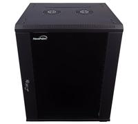 NavePoint Armadio server di rete 15U per montaggio a parete per apparecchiature IT da 19", A/V, porta in vetro con serratura e pannelli laterali rimovibili, 2 ventole, ruote, profondità 450 mm