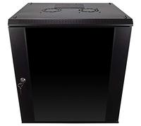 NavePoint Enclosure per server rack 12U con porta in vetro, ventola di raffreddamento, serrature e pannelli laterali rimovibili, armadio di rete da parete 12U, rack da 48 cm, profondità 45 cm