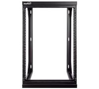 NavePoint Server rack a telaio aperto 15U per apparecchiature di rete IT e dispositivi A/V da 19", autoportante o da parete, con cancello oscillante a 180 gradi, nero