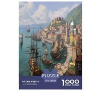 Navi nei porti di città italiane Puzzle 1000Pcs Decorazione Per La Casa. Rilassamento E Intelligence Per Adulti E Bambini Da 14 Anni 38x26cm/1000pcs
