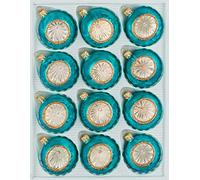 Navidacio Set di 12 palline di Natale in vetro "Vintage Ice Petrol-Turchese" - Palline riflettenti - Palline riflettenti - Riflettore Ball