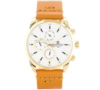 Naviforce - NF9148 - Orologio da polso al quarzo analogico moda uomo, cinturino in pelle, impermeabile (Cinturino: marrone chiaro/indice: oro)