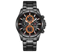 Naviforce - NF9149 - Orologio da polso al quarzo analogico moda uomo, cinturino in metallo, impermeabile (Cinturino: nero/indice: arancione)
