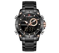 Naviforce Orologio al Quarzo Digitale da Uomo Orologio Analogico di lusso in Acciaio Inossidabile Cronografo Orologio da polso Multifunzione Impermeabile