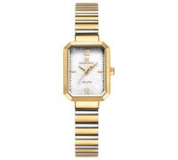 NAVIFORCE Orologio da donna semplice in acciaio inox, stile retrò, con cassa rettangolare vintage, con strumento di regolazione, oro, bianco, oro, Moda