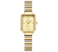 NAVIFORCE Orologio da donna semplice in acciaio inox, stile retrò, con cassa rettangolare vintage, con strumento di regolazione, oro + oro + oro, Moda