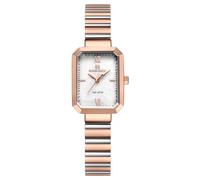 NAVIFORCE Orologio da donna semplice in acciaio inox, stile retrò, con cassa rettangolare vintage, con strumento di regolazione, oro rosa + bianco + oro rosa, Moda