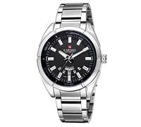 NAVIFORCE Orologio da polso analogico da uomo, sportivo, militare, con data, in acciaio inox, colore: argento e nero, Bracciale