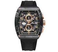 NAVIFORCE Orologio da polso da uomo, al quarzo, cronografo, alla moda, con cinturino in silicone colorato, con data automatica, impermeabile, idea regalo, Nero e oro rosa., Moda,Sport,Affari