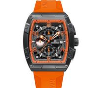 NAVIFORCE Orologio da polso da uomo, al quarzo, cronografo, alla moda, con cinturino in silicone colorato, con data automatica, impermeabile, idea regalo, nero e arancione, Moda,Sport,Affari