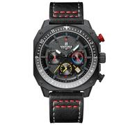 NAVIFORCE Orologio da polso da uomo, analogico, sportivo, impermeabile, cronografo, quadrante quadrato, cinturino in pelle, alla moda, con data, Nero grigio, Sportivo