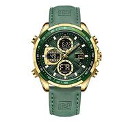 NAVIFORCE Orologio da polso da uomo, digitale, analogico, al quarzo, impermeabile, sportivo, multifunzione, in pelle, Moda