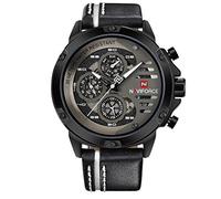 Naviforce Orologio Militare Sportivo da Uomo - Analogico al Quarzo Impermeabile Con Data - Multifunzione Con Cinturino in Pelle