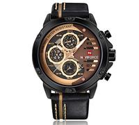 Naviforce Orologio militare sportivo da uomo Orologio da polso analogico al quarzo impermeabile con data Orologio da polso militare in pelle multifunzione
