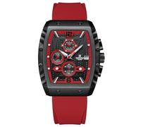 Naviforce Orologio orologio da polso moda quadrante grande cavo luminoso impermeabile sportivo analogico al quarzo affari orologi da uomo cinturino in silicone orologio elegante (Red)
