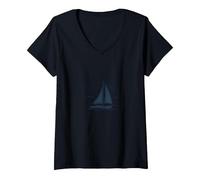 Naviga con Me: Nautical Adventure Barca a Vela Maglietta con Collo a V, Donna, Nero, L