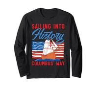 Navigando nella Storia Columbus' Way Indigeno Columbus Day Maglia a Manica