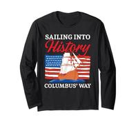 Navigando nella Storia Columbus' Way Indigeno Columbus Day Maglia a Manica