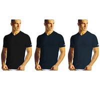 Navigare 3 Maglie t-Shirt Uomo Cotone Plus Scollo a Punta Art. 512 Taglie calibrate (10, Nero/Navy/Jeans)