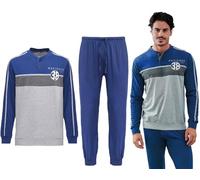 Navigare Fresco Pigiama Uomo Puro Cotone Jersey Manica Lunga 41619 (IT, Testo, XL, Regular, Regular, Grigio Chiaro Melange)
