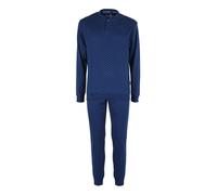 Navigare Pigiama lungo da uomo in cotone interlock con stampe - blu