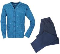 Navigare Pigiama Uomo Aperto con Bottoni Giacca e Pantalone 1817 (IT, Testo, L, Regular, Regular, Tempesta)
