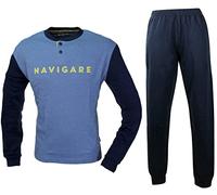Navigare Pigiama uomo B2141350 JEANS serafino pantalone lungo manica lunga caldo cotone moda giovane (L)