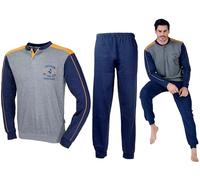 Navigare Pigiama Uomo Caldo Cotone Invernale Serafino con Polsini Vari Modelli (IT, Testo, XL, Regular, Regular, 1900 Grigio)