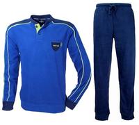 Navigare Pigiama Uomo Caldo Pile Polar Fleece Serafino con Polsini 1739 (IT, Testo, XL, Regular, Regular, Bluette)