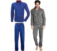 Navigare Pigiama Uomo Caldo Pile Polar Fleece Tutto Aperto con Zip 1731 (IT, Testo, XXL, Regular, Regular, Oceano)