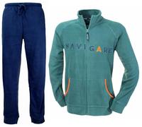 Navigare Pigiama Uomo Caldo Pile Polar Fleece Tutto Aperto con Zip 1732 (IT, Testo, L, Regular, Regular, Verde Mirto)