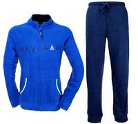 Navigare Pigiama Uomo Caldo Pile Polar Fleece Tutto Aperto con Zip 1732 (IT, Testo, XXL, Regular, Regular, Bluette)