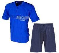 Navigare Pigiama Uomo Estivo in Fresco Cotone Jersey Manica Corta 41645 (IT, Testo, L, Regular, Regular, Bluette)