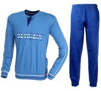 Navigare Pigiama Uomo Puro Cotone Jersey Manica e Pantalone Lungo 1801 (IT, Testo, XL, Regular, Regular, Denim)