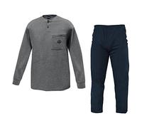Navigare Pigiama Uomo Taglie Forti 56/58/ 60 Cotone Interlock Serafino Art14258B (Grigio Melange - 58 / 4XL)