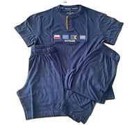 Navigare Pigiama Uomo Tre Pezzi Mezze Maniche Pantalone Corto + Lungo Serafino Art. B2141200T (Grigio Melange, 50/L)