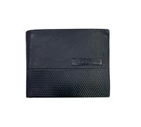 Navigare Portafoglio da Uomo in Pelle, Blu con Interno Ocra, Design a Trama Geometrica, Scomparti per Carte e Monete, 10 × 12,5 × 1,5 cm