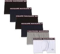 NAVIGARE UNDERWEAR Confezione da N. 6 Boxer Uomo in Morbido Cotone BIELASTICO Soft Elastico Esterno, Massima Vestibilita', Colori Assortiti Bianco, Nero, Navy, Grigio Melange