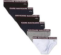 NAVIGARE UNDERWEAR Confezione da N. 6 Slip Uomo in Morbido Cotone BIELASTICO Soft Elastico Esterno, Massima Vestibilita', Colori Assortiti Bianco, Nero, Navy, Grigio Melange