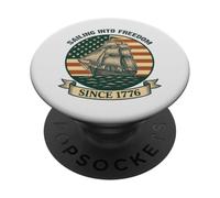 Navigare verso la libertà dal 1776 4 luglio Bandiera degli Stati Uniti Barca a vela PopSockets PopGrip Adesivo