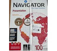 Carta A4 Navigator Presentation - 788873 Carta per fotocopie di colore bianco da 100 g/mq con spessore 120 µm e punto di bianco cie 169 senza fori in 5 risme da 500 fogli