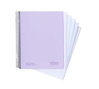 Navigator | Quaderno a righe A4 con copertina extra | 1 linea | Lavanda | Bordo 5 colore | Carta 80 g | 120 fogli microforati 4 trapani | Spirale chiusura Coil Lock | Carta di qualità premium writing